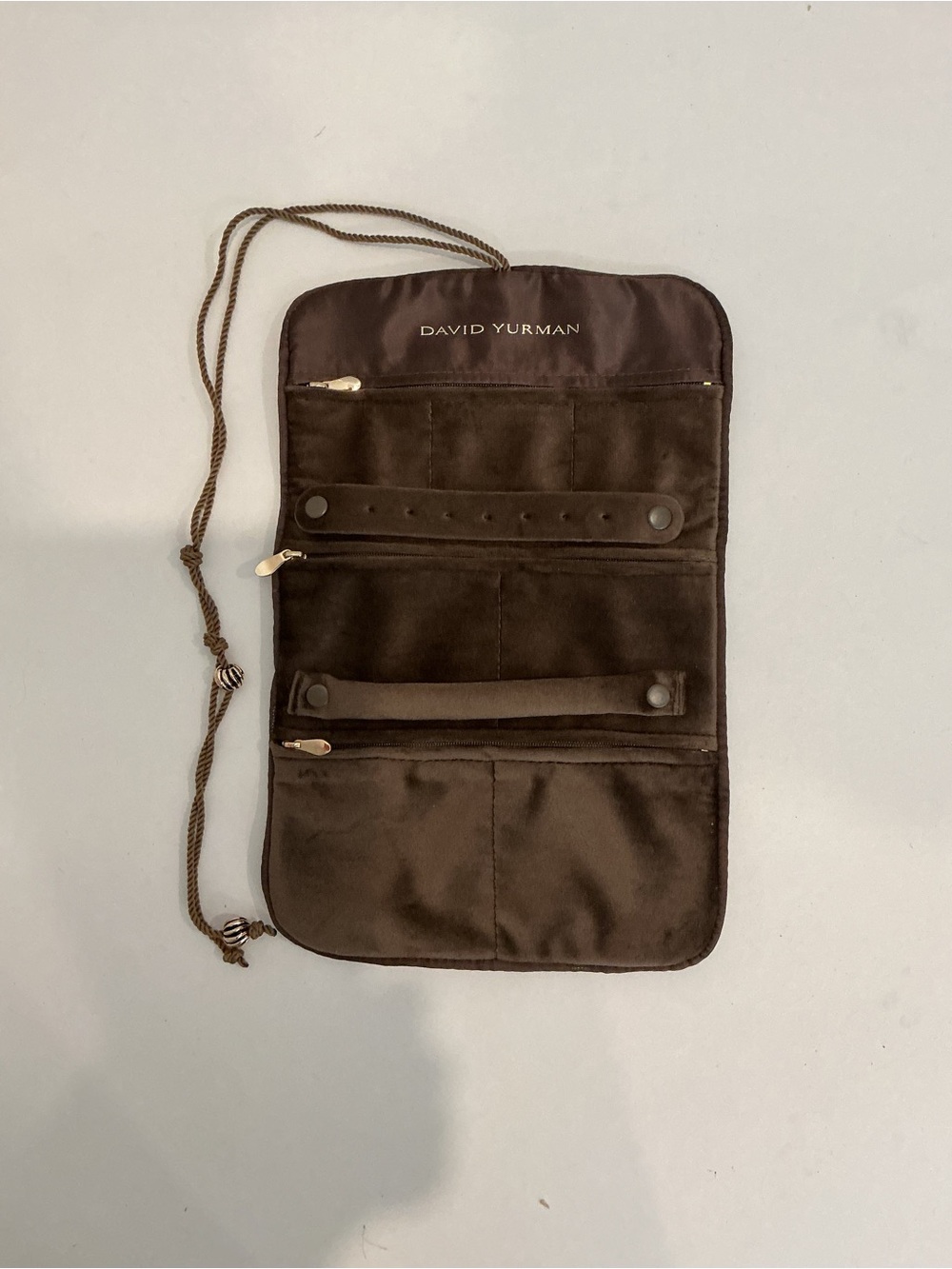 David Yurman Brown Velvet Jewelry Roll Travel Case